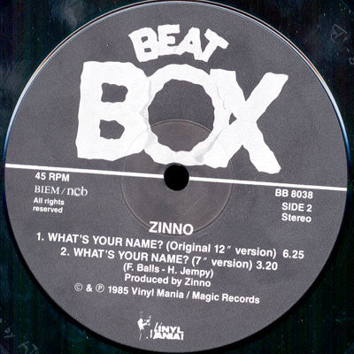 Zinno : What's Your Name? (Swedish Remix) (12")