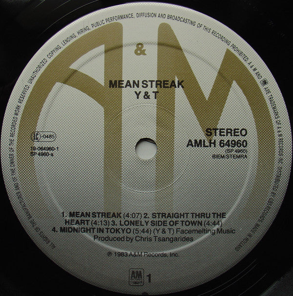 Y & T : Mean Streak (LP, Album)