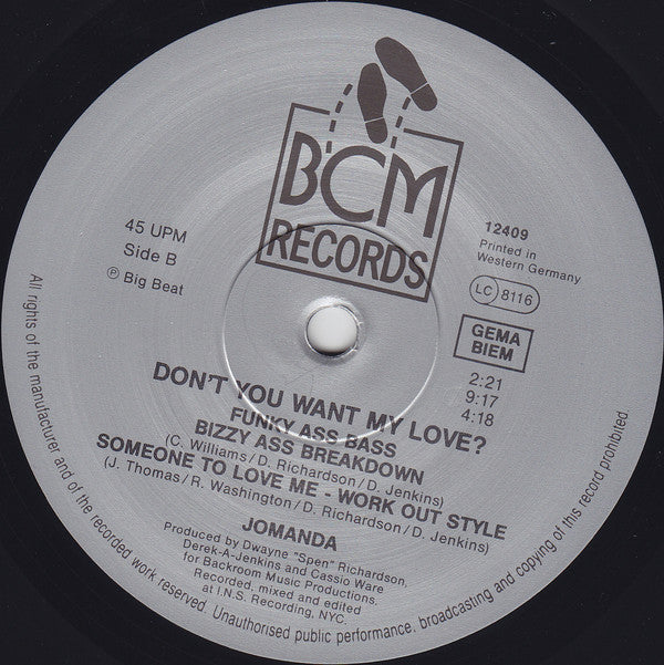 Jomanda : Don't You Want My Love (12", EP)