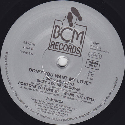 Jomanda : Don't You Want My Love (12", EP)
