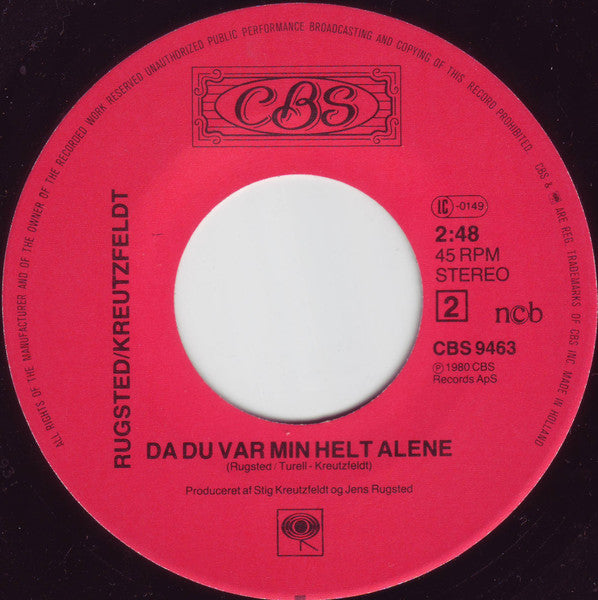 Rugsted/Kreutzfeldt : Rundt Op Og Ned / Da Du Var Min Helt Alene (7", Single)