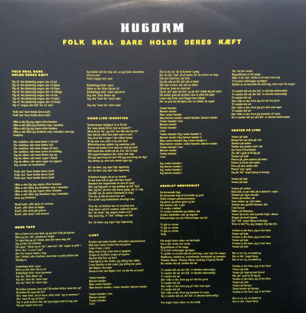 Hugorm : Folk Skal Bare Holde Deres Kæft (12", EP, Ltd, RE, Neo)