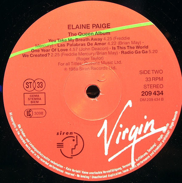 Elaine Paige : The Queen Album (LP, Album)