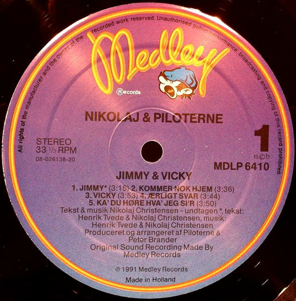 Nikolaj & Piloterne : Jimmy & Vicky (LP, Album)