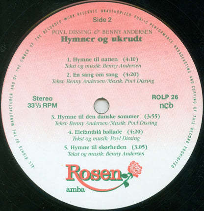 Povl Dissing & Benny Andersen : Hymner Og Ukrudt (LP, Album)