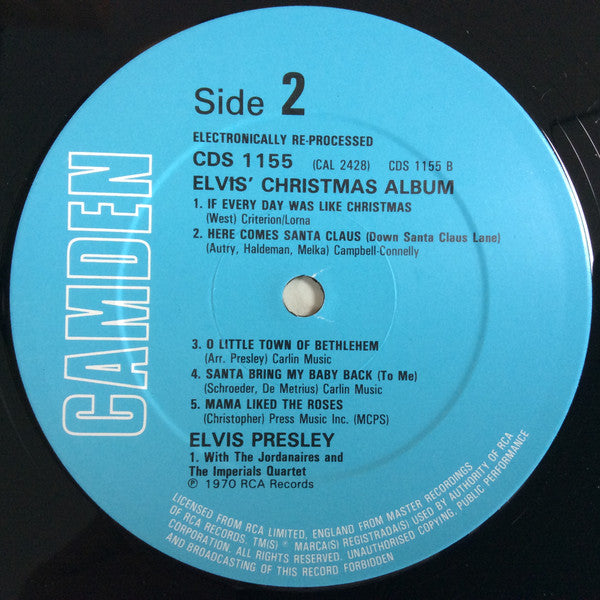 Elvis Presley : Elvis' Christmas Album (LP, Album, RE, RM, CBS)