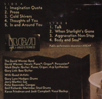 David Werner : Imagination Quota (LP, Album, Tan)