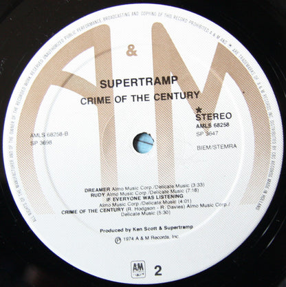 Supertramp : Crime Of The Century (LP, Album, RE)
