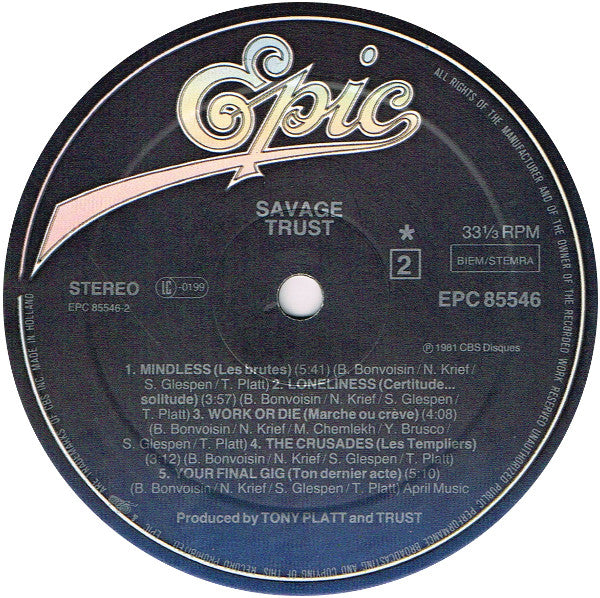 Trust (2) : Savage (LP, Album)