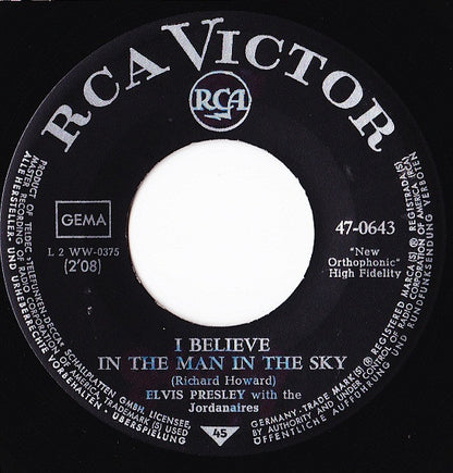 Elvis* : Crying In The Chapel / I Believe In The Man In The Sky (7", Single)