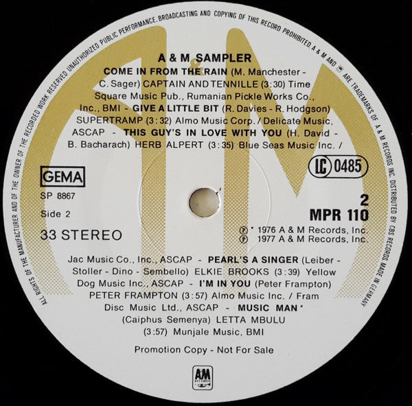 Various : New With CBS - A&M Sampler (LP, Comp, Promo)