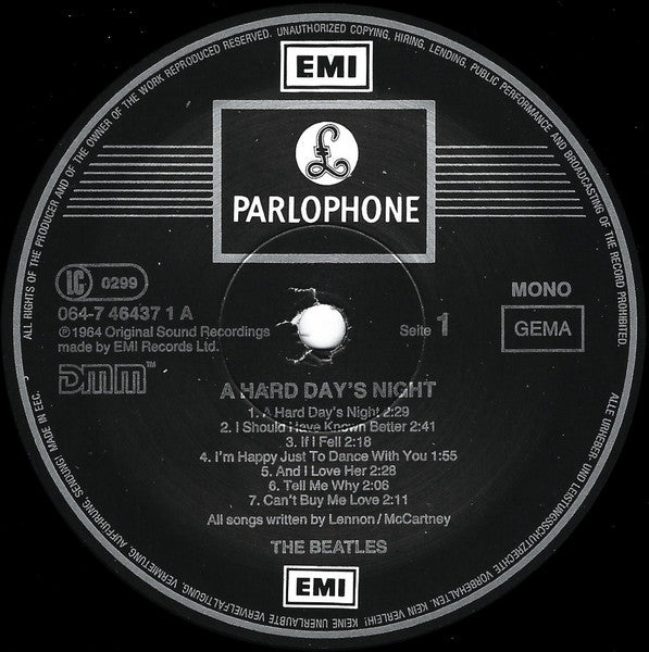 The Beatles : A Hard Day's Night (LP, Album, Mono, RE, DMM)