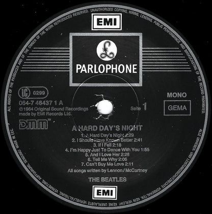 The Beatles : A Hard Day's Night (LP, Album, Mono, RE, DMM)