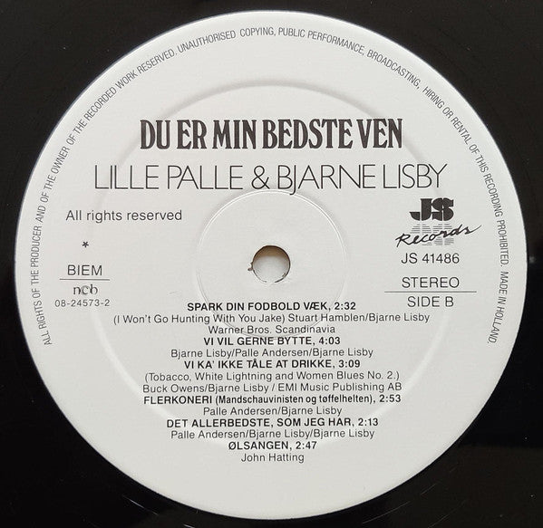 Lille Palle & Bjarne Lisby : Du Er Min Bedste Ven (LP)