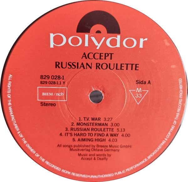 Accept : Russian Roulette (LP, Album)