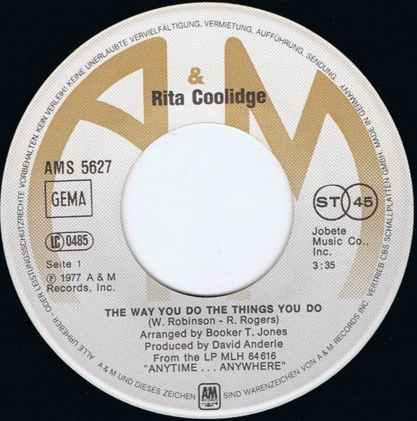 Rita Coolidge : The Way You Do The Things You Do (7", Single)