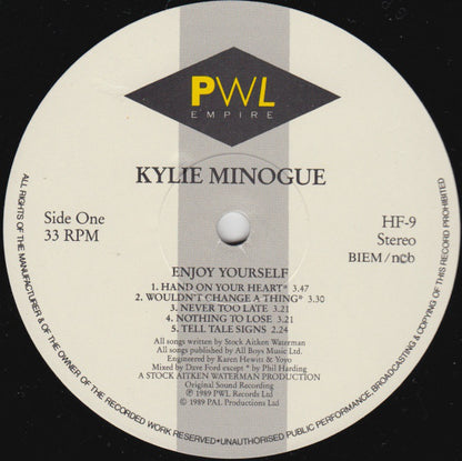 Kylie Minogue : Enjoy Yourself (LP, Album)