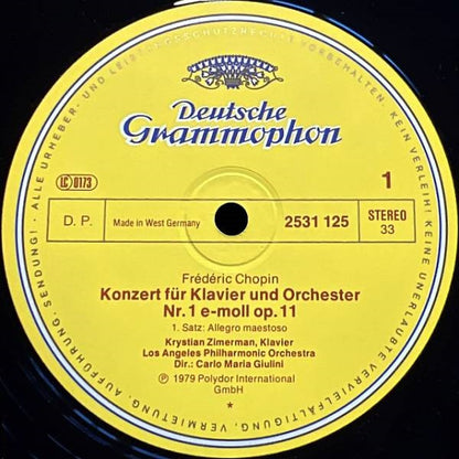 Frédéric Chopin - Krystian Zimerman · Los Angeles Philharmonic Orchestra, Carlo Maria Giulini : Klavierkonzert = Piano Concerto No. 1 (LP, Album)