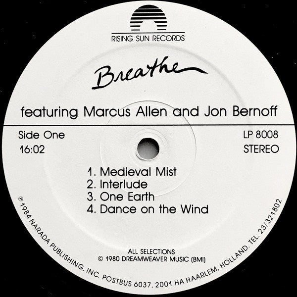Jon Bernoff And Marcus Allen (2) : Breathe (LP, Album, RE)