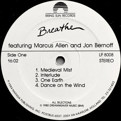Jon Bernoff And Marcus Allen (2) : Breathe (LP, Album, RE)