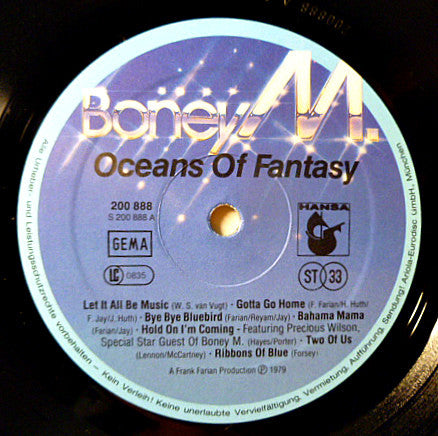 Boney M. : Oceans Of Fantasy (LP, Album, Sec)