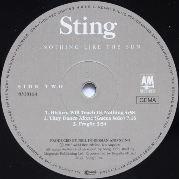 Sting : ...Nothing Like The Sun (2xLP, Album)