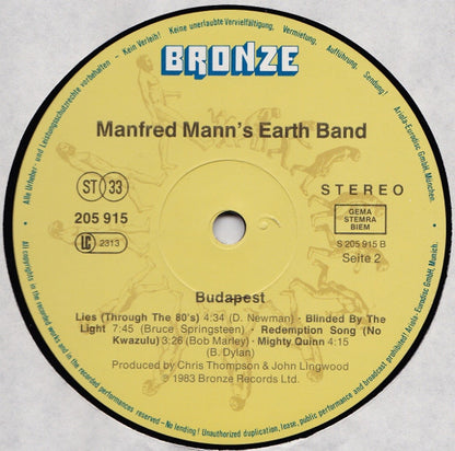 Manfred Mann's Earth Band : Budapest (Live) (LP, Album)