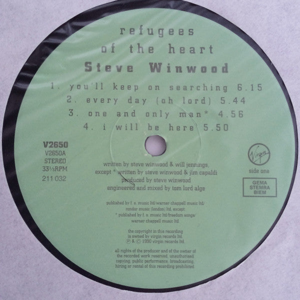 Steve Winwood : Refugees Of The Heart (LP, Album)