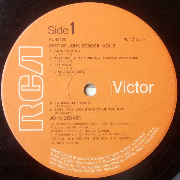 John Denver : The Best Of John Denver Volume 2 (LP, Comp)