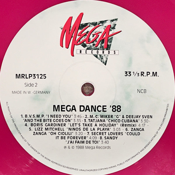 Various : Mega Dance '88 Volume 2 (LP, Comp, Pin)