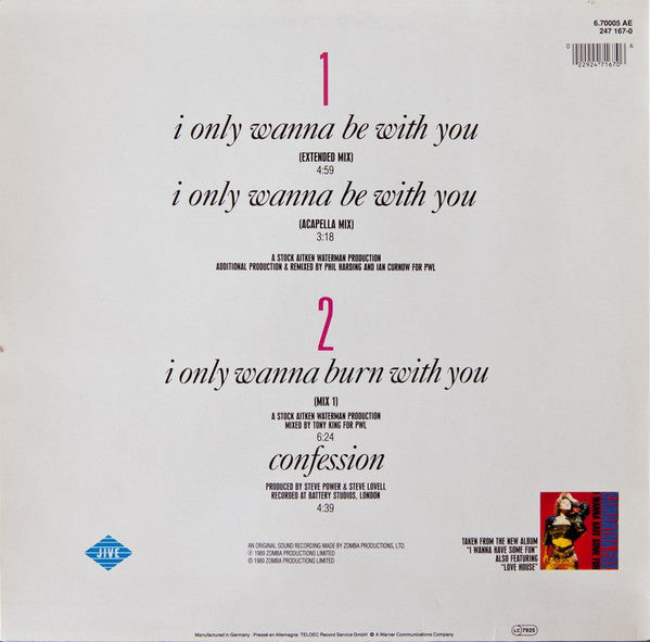 Samantha Fox : I Only Wanna Be With You (12", Maxi)