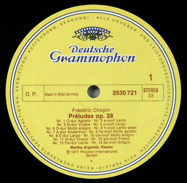 Frédéric Chopin - Martha Argerich : 24 Préludes, Op. 28 · Préludes Nr. 25, Op. 45 · Nr. 26, Op. Posth. (LP)