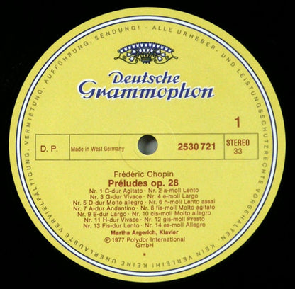 Frédéric Chopin - Martha Argerich : 24 Préludes, Op. 28 · Préludes Nr. 25, Op. 45 · Nr. 26, Op. Posth. (LP)