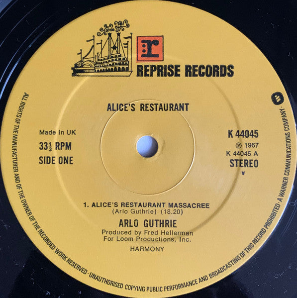 Arlo Guthrie : Alice's Restaurant (LP, Album, RE)
