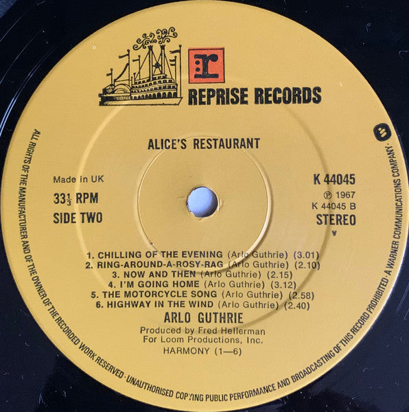 Arlo Guthrie : Alice's Restaurant (LP, Album, RE)
