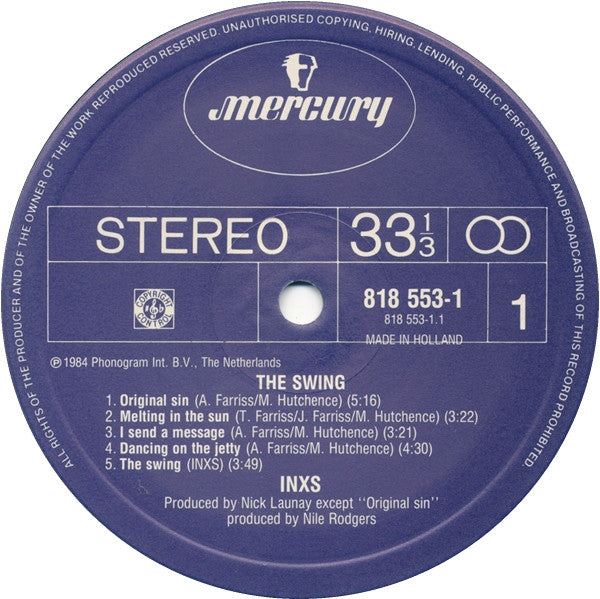 INXS : The Swing (LP, Album, Blu)