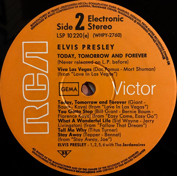 Elvis Presley : Today, Tomorrow And Forever (LP, Comp)