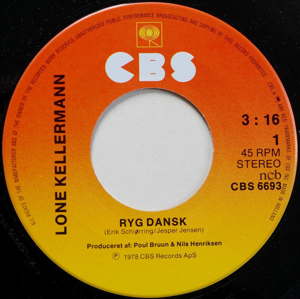 Lone Kellermann & Rockbandet : Ryg Dansk (7")
