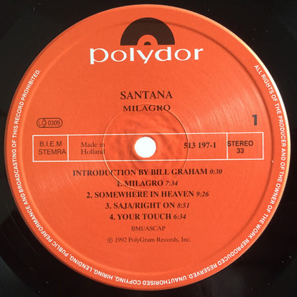 Santana : Milagro (LP, Album)