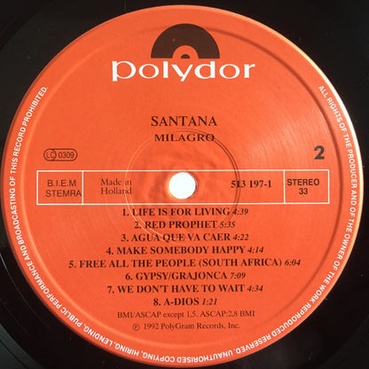 Santana : Milagro (LP, Album)