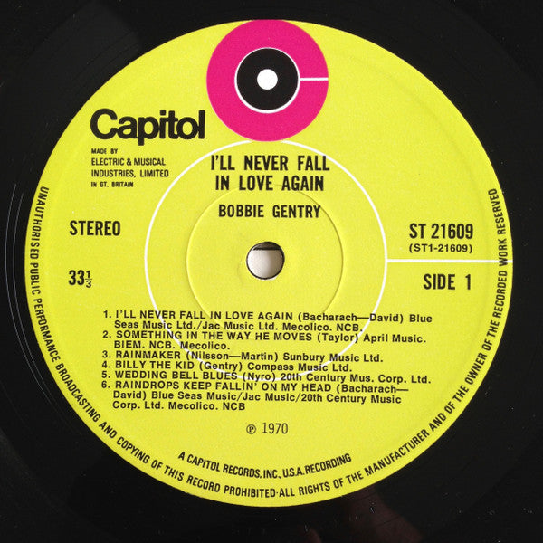Bobbie Gentry : I'll Never Fall In Love Again (LP, Album)