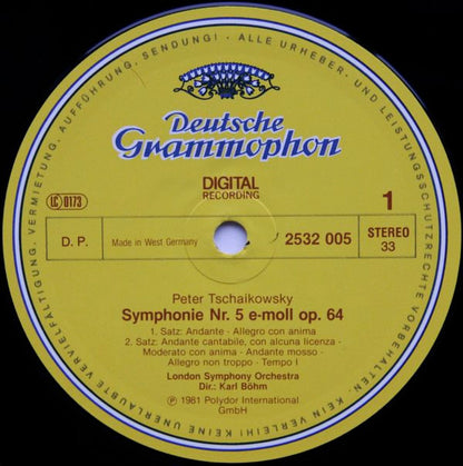 Pyotr Ilyich Tchaikovsky, London Symphony Orchestra, Karl Böhm : Symphonie No.5 (LP, Album)