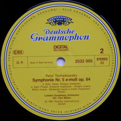 Pyotr Ilyich Tchaikovsky, London Symphony Orchestra, Karl Böhm : Symphonie No.5 (LP, Album)