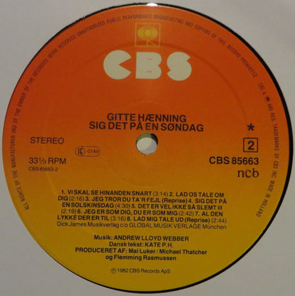 Gitte Hænning : Sig Det På En Søndag (LP, Album)