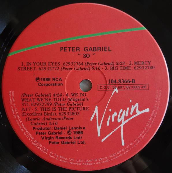 Peter Gabriel : So (LP, Album)