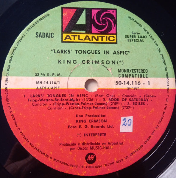 King Crimson : Larks' Tongues In Aspic (LP, Album, Mon)