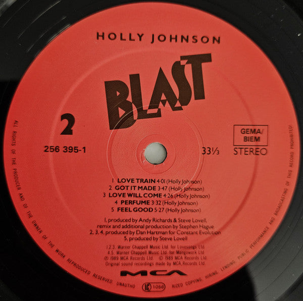 Holly Johnson : Blast (LP, Album, Tel)