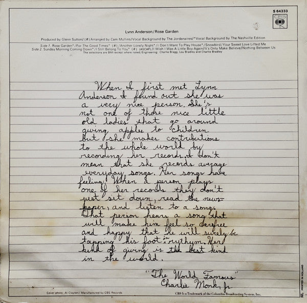 Lynn Anderson : Rose Garden (LP, Album)