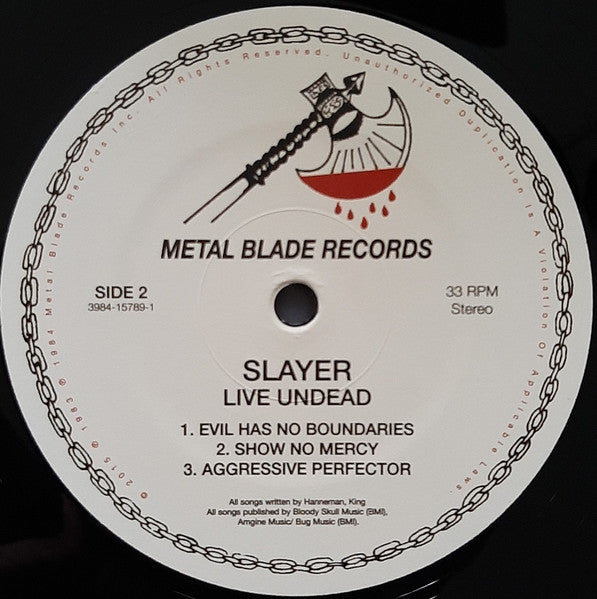 Slayer : Live Undead (12", EP, RE, RM, Bla)