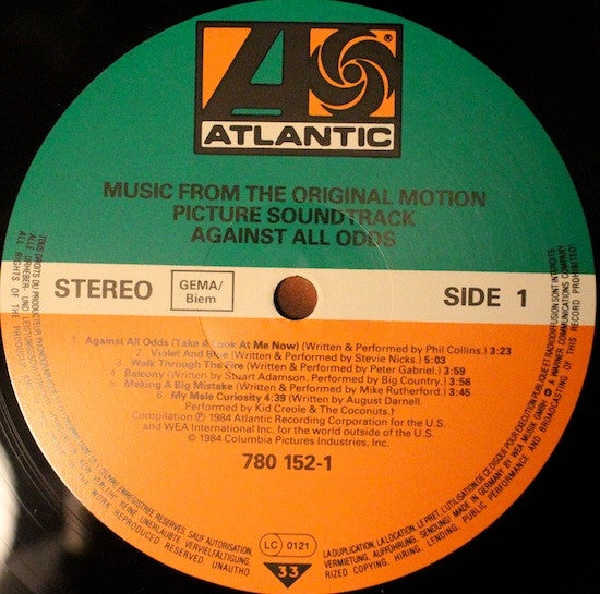 Various : Against All Odds (Music From The Original Motion Picture Soundtrack) (LP, Album)